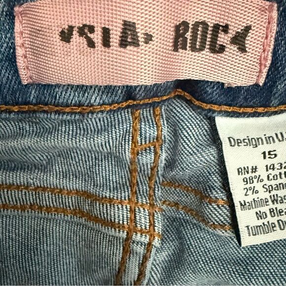 Crystal Rock Distressed Blue Skinny Jeans Women’s Size 15 Ripped Trendy Style - Picture 5 of 7